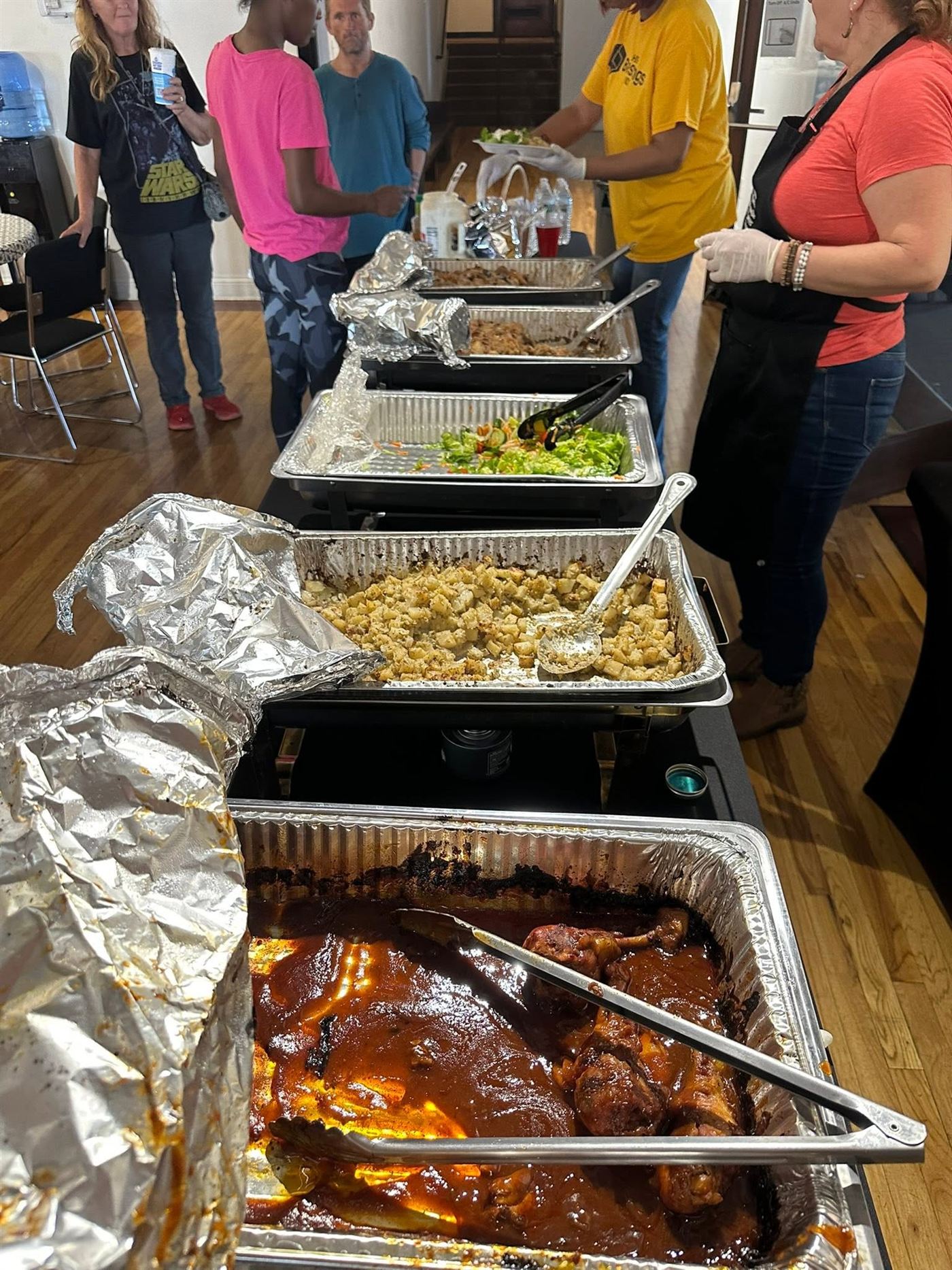 Full trays of hot food ready to be served